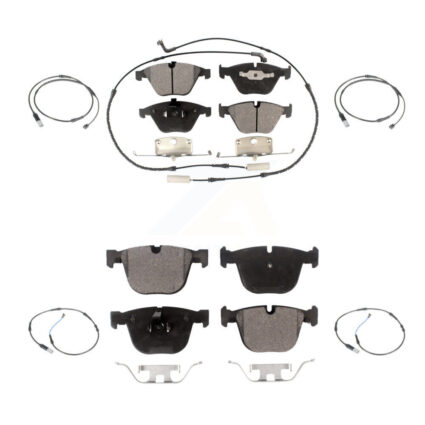 Front Rear Semi-Metallic Brake Pad Extra Wear Sensor Kit For 2010 BMW 535i Base with 3.0L KPW-100323