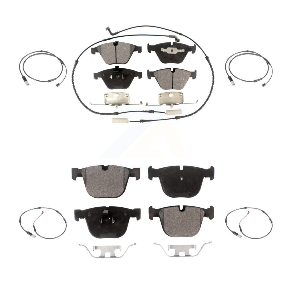 Front Rear Semi-Metallic Brake Pad Extra Wear Sensor Kit For 2010 BMW 535i Base with 3.0L KPW-100323