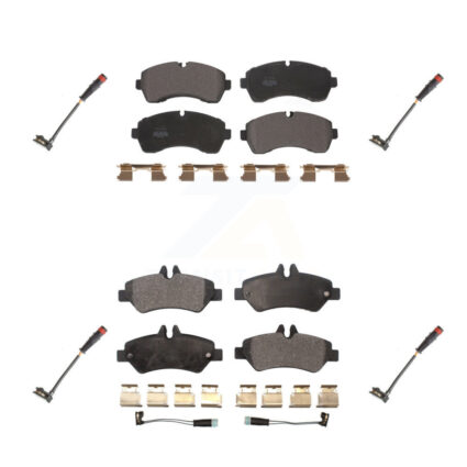 Front Rear Semi-Metallic Brake Pads Extra Wear Sensor Kit For 09 Dodge Sprinter 3500 3.0L KPW-100336