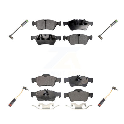 Front Rear Semi-Metallic Disc Brake Pads And Wear Sensors Kit For Mercedes-Benz E550 KPW-100366