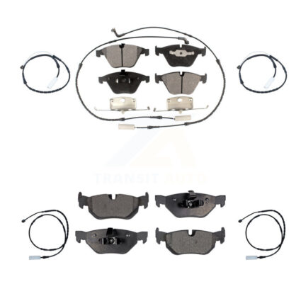 Front Rear Semi-Metallic Brake Pads & Extra Wear Sensor Kit For 2012 BMW 328i xDrive 3.0L KPW-100378