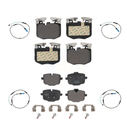 Front Rear Semi-Metallic Brake Pad And Wear Sensor Kit For BMW 530i xDrive 530e 740e 740i KPW-100394
