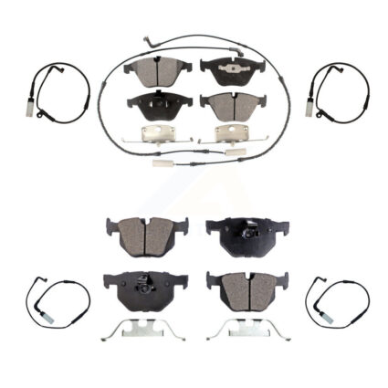 Front Rear Semi-Metallic Brake Pads & Extra Wear Sensor Kit For BMW 530i 528i xDrive 525i KPW-100415