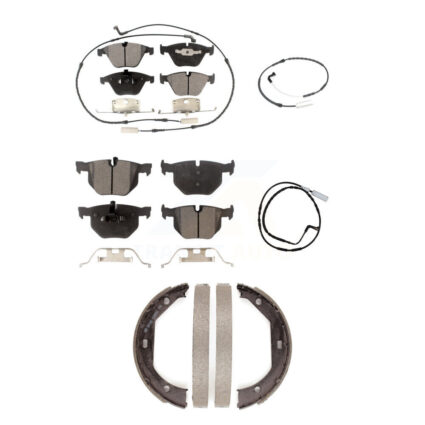 Front Rear Semi-Metallic Brake Pad & Extra Wear Sensor Kit (5Pc) For BMW 335i xDrive 3.0L KPW-100434
