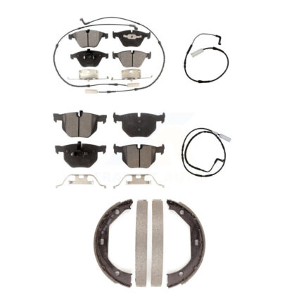 Front Rear Semi-Metallic Brake Pad And Extra Wear Sensor Kit (5Pc) For BMW 335i 335d 3.0L KPW-100474