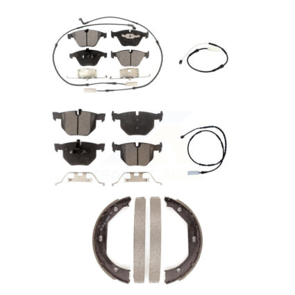 Front Rear Semi-Metallic Brake Pads & Extra Wear Sensor Kit (5Pc) For BMW 335i 335is 335d KPW-100481