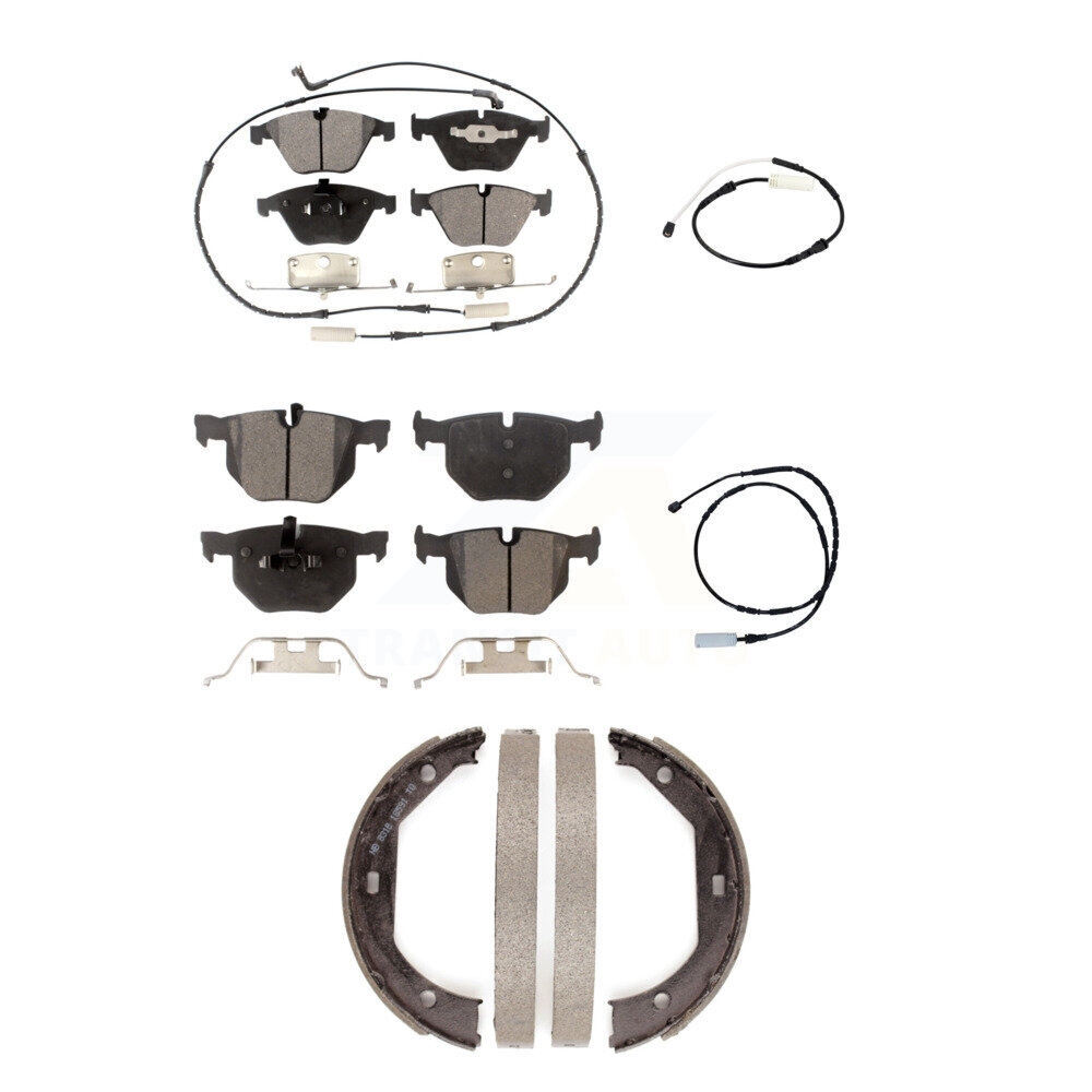 Front Rear Semi-Metallic Brake Pads & Extra Wear Sensor Kit (5Pc) For BMW 335i 335is 335d KPW-100481