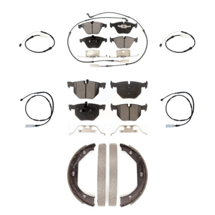 Front Rear Semi-Metallic Brake Pads & Extra Wear Sensor Kit (7Pc) For BMW 335i 335is 335d KPW-100511