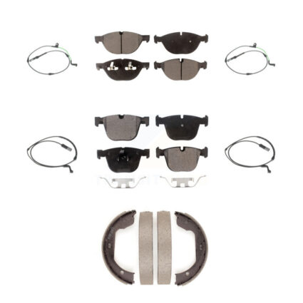 Front Rear Semi-Metallic Brake Pad & Wear Sensor Kit (7Pc) For BMW X6 xDrive50i with 4.4L KPW-100526