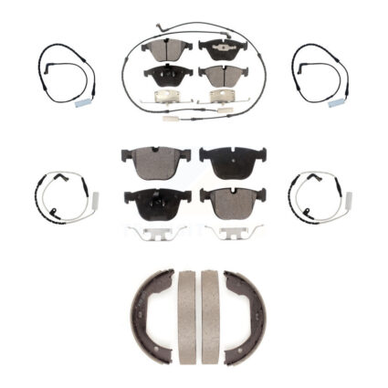 Front Rear Semi-Metallic Brake Pads & Extra Wear Sensor Kit (7Pc) For BMW 750i 750Li 745i KPW-100534