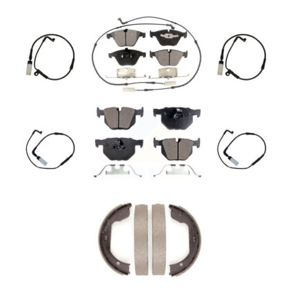 Front Rear Semi-Metallic Brake Pad & Extra Wear Sensor Kit (7Pc) For BMW 530i 528i xDrive KPW-100539