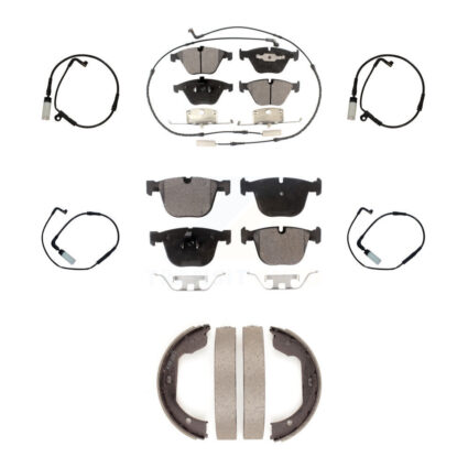 Front Rear Semi-Metallic Brake Pads & Extra Wear Sensor Kit (7Pc) For BMW 550i 545i 645Ci KPW-100540