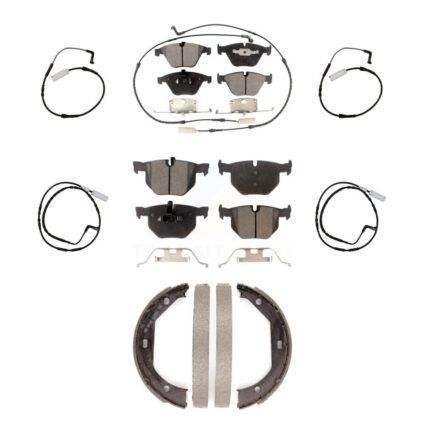 Front Rear Semi-Metallic Brake Pad And Extra Wear Sensor Kit (7Pc) For BMW 335i 335d 3.0L KPW-100548