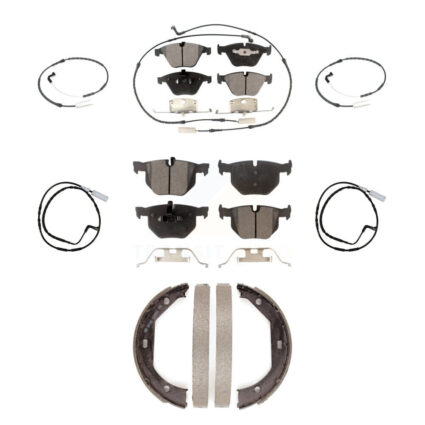 Front Rear Semi-Metallic Brake Pad & Extra Wear Sensor Kit (7Pc) For BMW 335i xDrive 3.0L KPW-100551