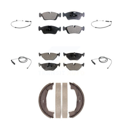 Front Rear Semi-Metallic Brake Pads & Wear Sensor Kit (7Pc) For BMW 325i 325Ci 320i 323Ci KPW-100556