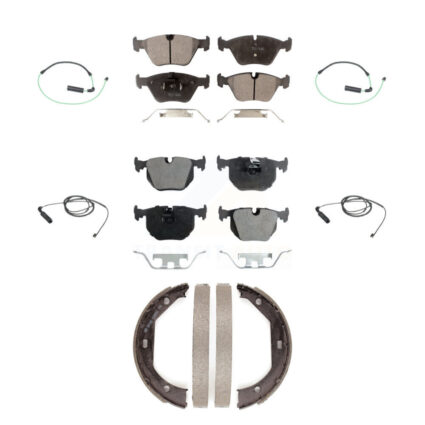 Front Rear Semi-Metallic Brake Pads & Wear Sensor Kit (7Pc) For BMW 330Ci 330i 330xi 3.0L KPW-100560