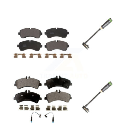 Front Rear Semi-Metallic Brake Pad & Extra Wear Sensor Kit For Freightliner Sprinter 3500 KPW-101246