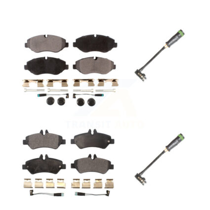 Front Rear Semi-Metallic Brake Pad & Extra Wear Sensor Kit For Freightliner Sprinter 2500 KPW-101251