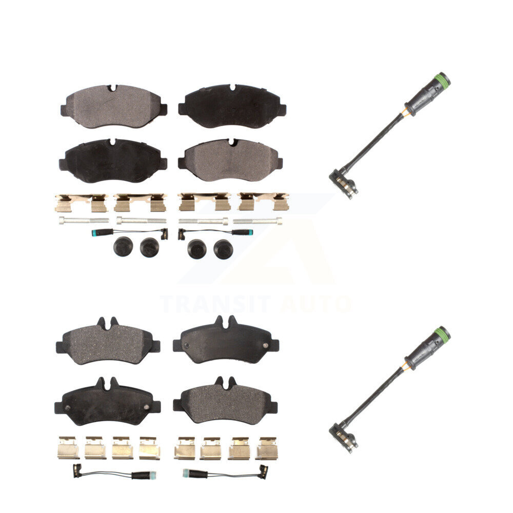 Front Rear Semi-Metallic Brake Pad & Extra Wear Sensor Kit For Freightliner Sprinter 2500 KPW-101251
