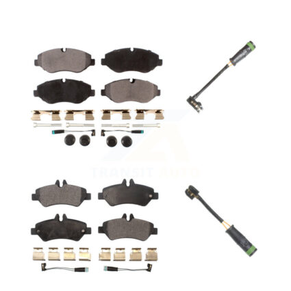 Front Rear Semi-Metallic Brake Pad & Extra Wear Sensor Kit For Freightliner Sprinter 2500 KPW-101252