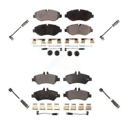 Front Rear Semi-Metallic Brake Pad & Extra Wear Sensor Kit For Freightliner Sprinter 2500 KPW-101265