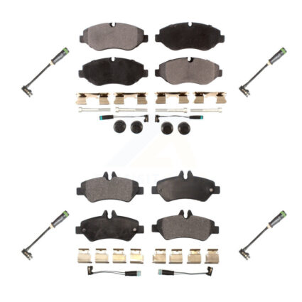Front Rear Semi-Metallic Brake Pad & Extra Wear Sensor Kit For Freightliner Sprinter 2500 KPW-101269