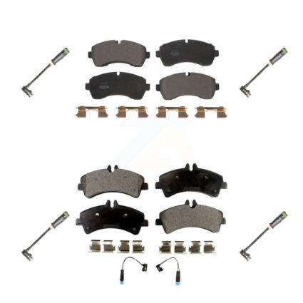 Front Rear Semi-Metallic Brake Pad & Extra Wear Sensor Kit For Freightliner Sprinter 3500 KPW-101270
