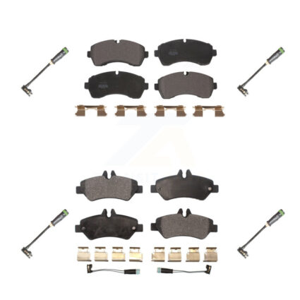 Front Rear Semi-Metallic Brake Pad & Extra Wear Sensor Kit For Freightliner Sprinter 3500 KPW-101271