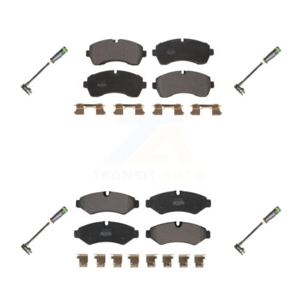 Front Rear Semi-Metallic Brake Pads & Wear Sensor Kit For Freightliner Sprinter 2500 3500 KPW-101273