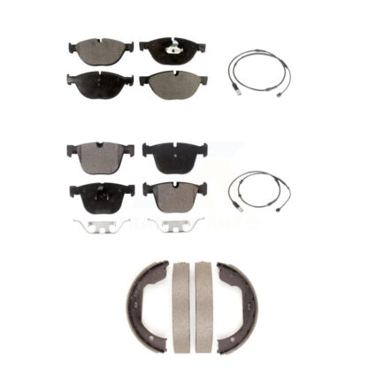 Front Rear Semi-Metallic Brake Pad And Wear Sensor Kit (5Pc) For 2012 BMW 750i GAS engine KPW-101287