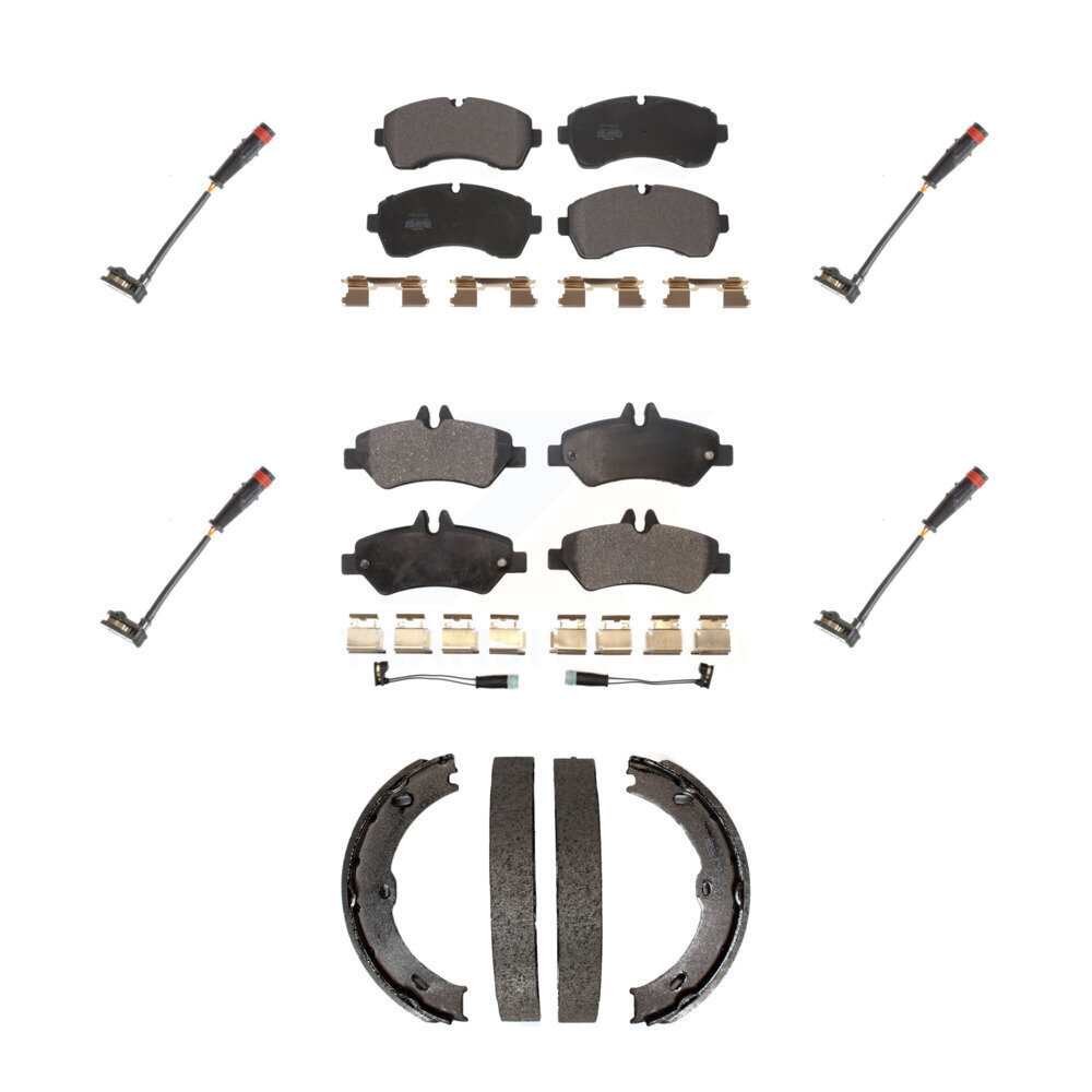 Front Rear Semi-Metallic Brake Pads & Extra Wear Sensor Kit (7Pc) For Dodge Sprinter 3500 KPW-101299