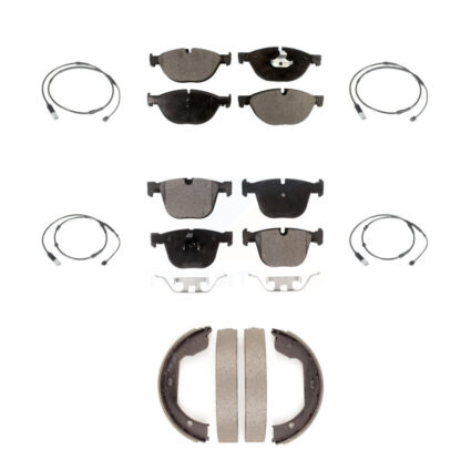 Front Rear Semi-Metallic Brake Pad And Wear Sensor Kit (7Pc) For 2012 BMW 750i GAS engine KPW-101300