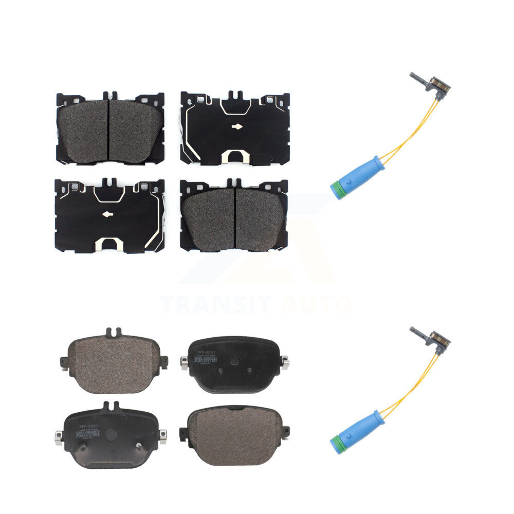 Front Rear Semi-Metallic Brake Pads & Wear Sensor Kit For Mercedes-Benz E400 E450 E43 AMG KPW-101363