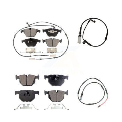 Front Rear Semi-Metallic Brake Pad & Extra Wear Sensor Kit For 09-10 BMW 528i xDrive 3.0L KPW-101472