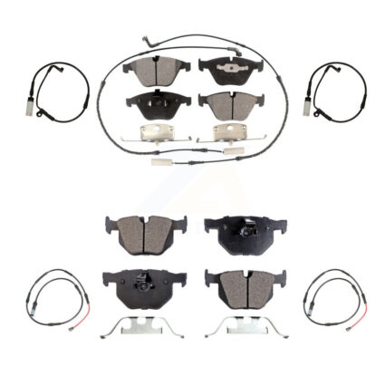 Front Rear Semi-Metallic Brake Pad & Extra Wear Sensor Kit For 09-10 BMW 528i xDrive 3.0L KPW-101523