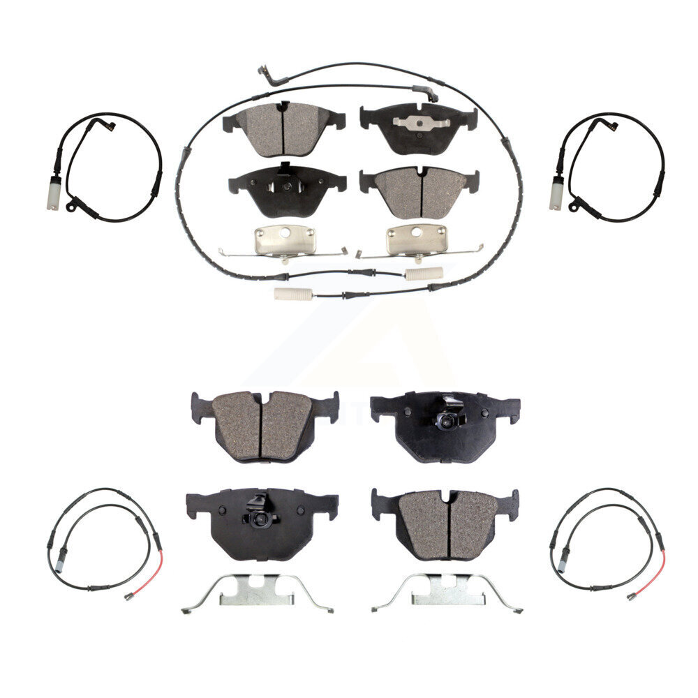 Front Rear Semi-Metallic Brake Pad & Extra Wear Sensor Kit For 09-10 BMW 528i xDrive 3.0L KPW-101523