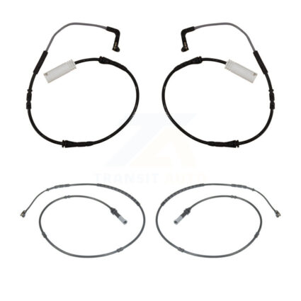 Front Rear Brake Pads Wear Sensor (4 Pack) For 12-13 BMW 328i with Black Painted Caliper KSE-100144