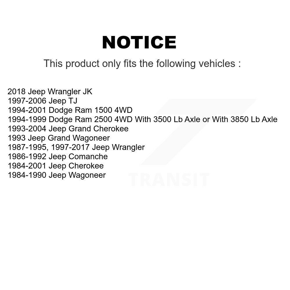 Front Upper Suspension Ball Joints Pair For Jeep Wrangler Dodge Ram 1500 Grand K72-100651 - Image 2