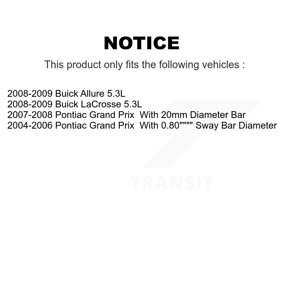 Front Rear Suspension Link Kit For Pontiac Grand Prix Buick LaCrosse Allure K72-100830 - Image 2