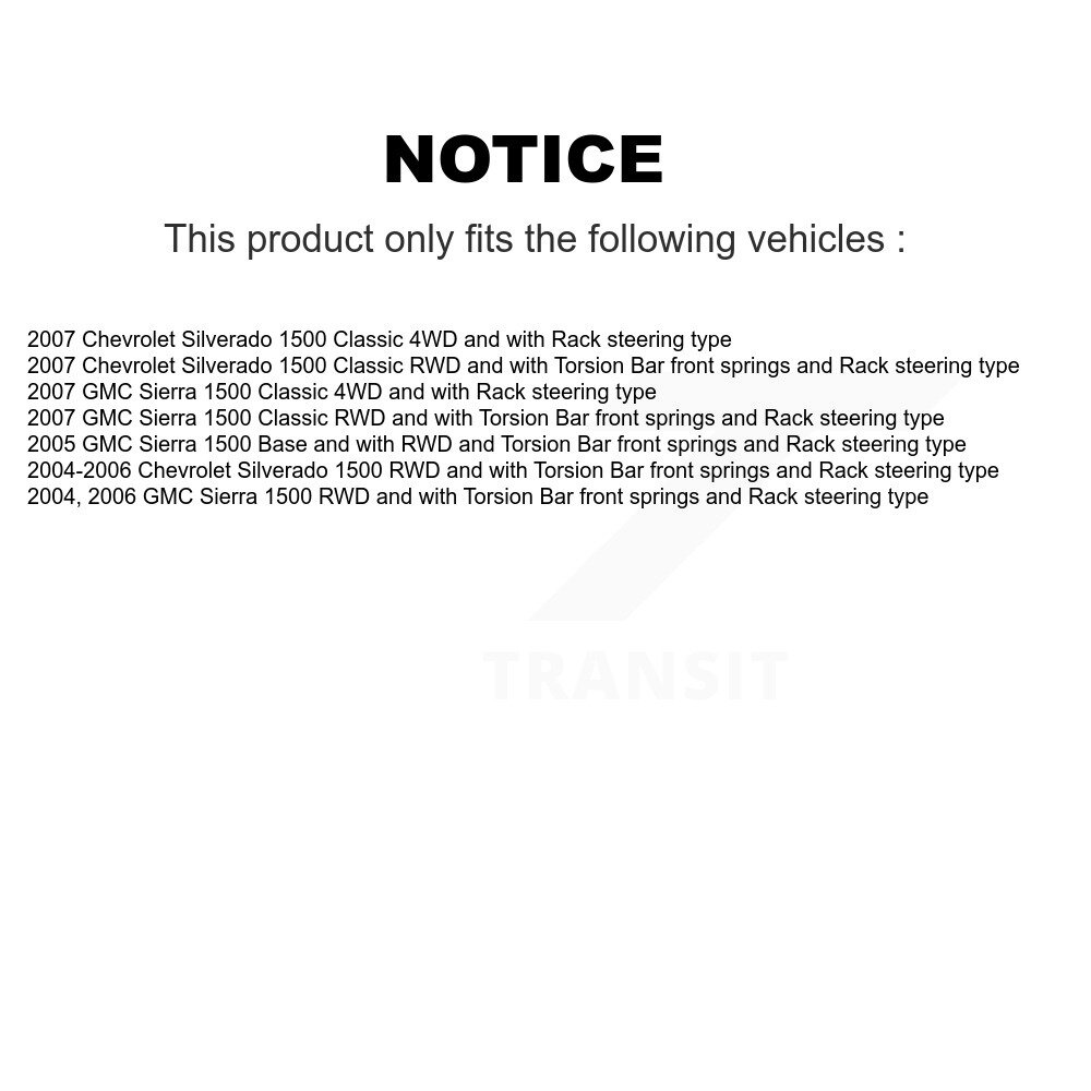 Front Ball Joint And Tie Rod End Kit For Chevrolet GMC Silverado 1500 Sierra Classic K72-100944 - Image 2