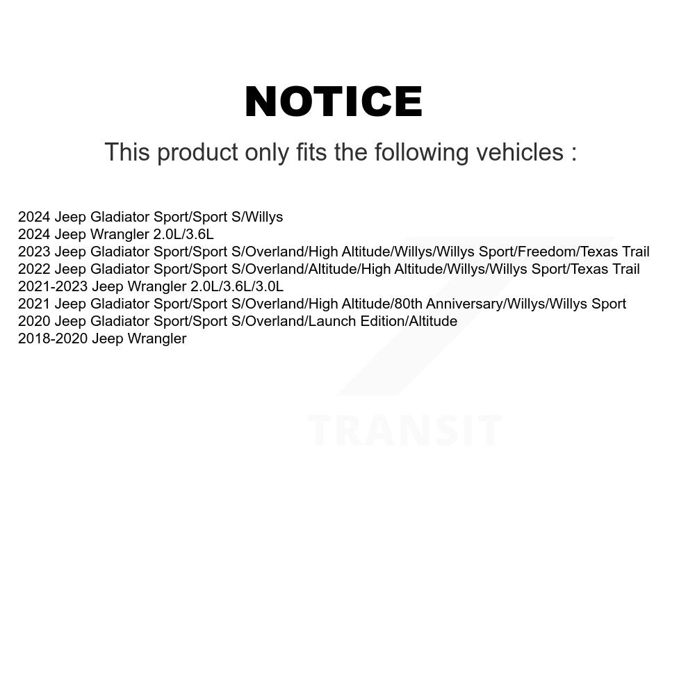 Front Suspension Shock Absorbers Pair For Jeep Wrangler Gladiator K78-101061 - Image 2