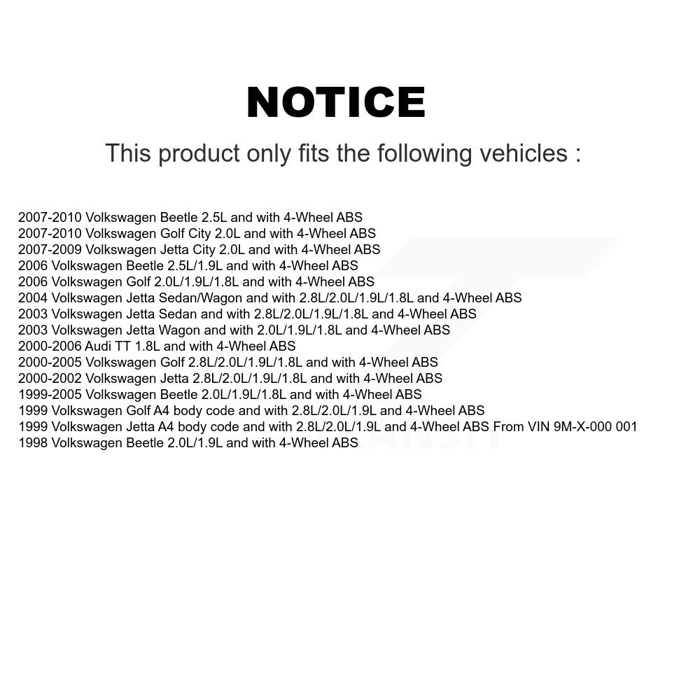Rear Wheel Hub Bearing And ABS Sensor Kit For Volkswagen Jetta Golf Beetle City Audi TT K7S-101643 - Image 2