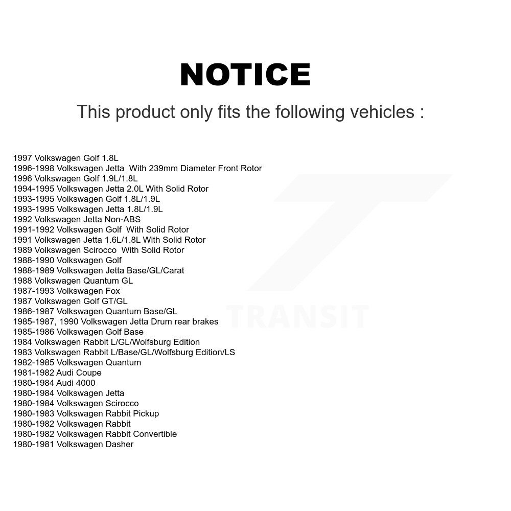 Front Brake Rotor Pair For Volkswagen Jetta Golf Rabbit Convertible Scirocco Fox Audi 4000 K8-100257 - Image 2
