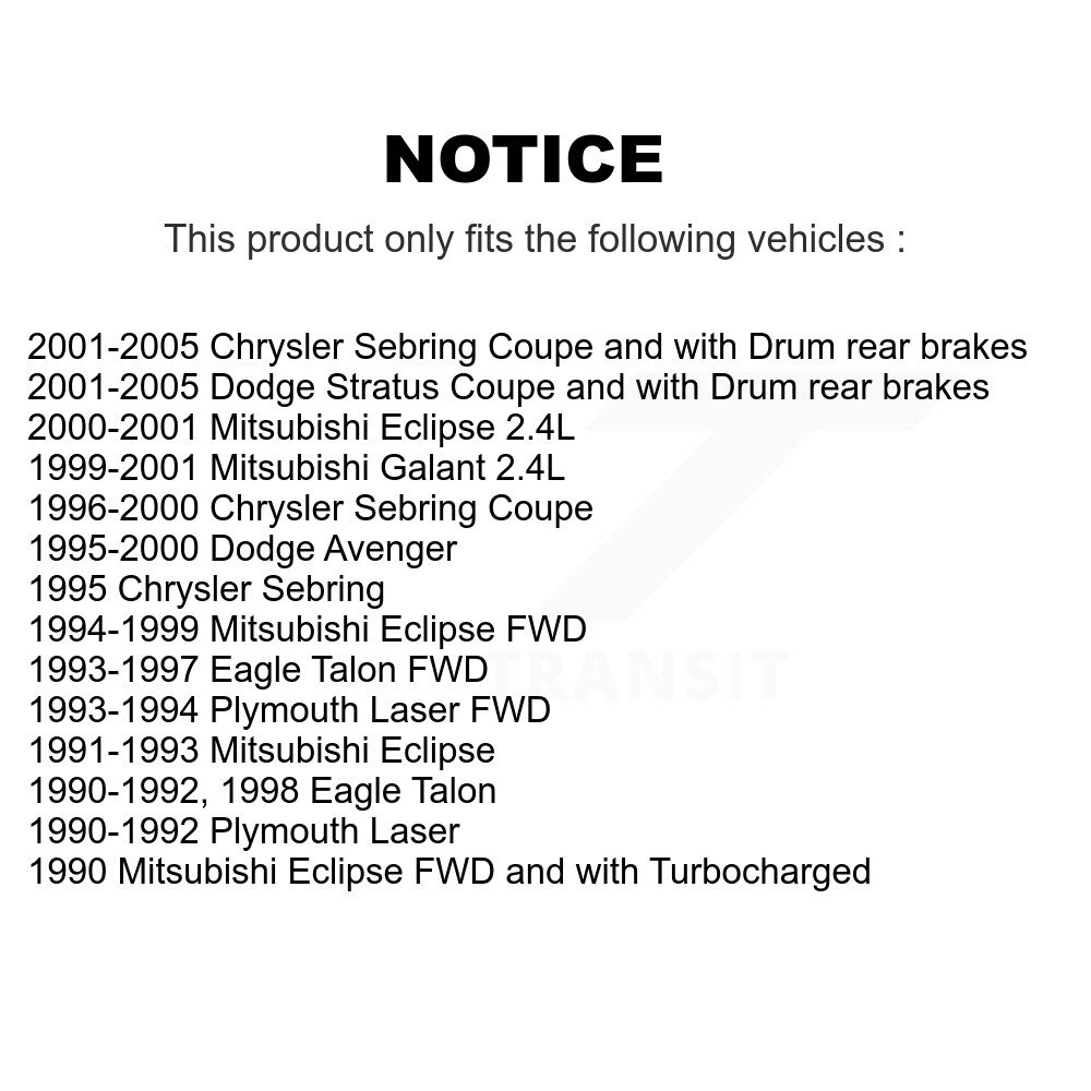 Front Brake Rotors Pair For Chrysler Sebring Eagle Talon Mitsubishi Eclipse Dodge Plymouth K8-100271 - Image 2