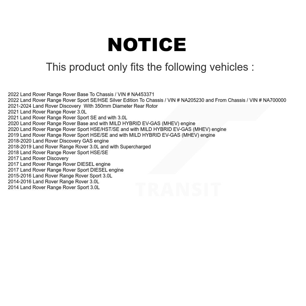 Rear Disc Brake Rotors Pair For Land Rover Range Sport Discovery K8-101790 - Image 2