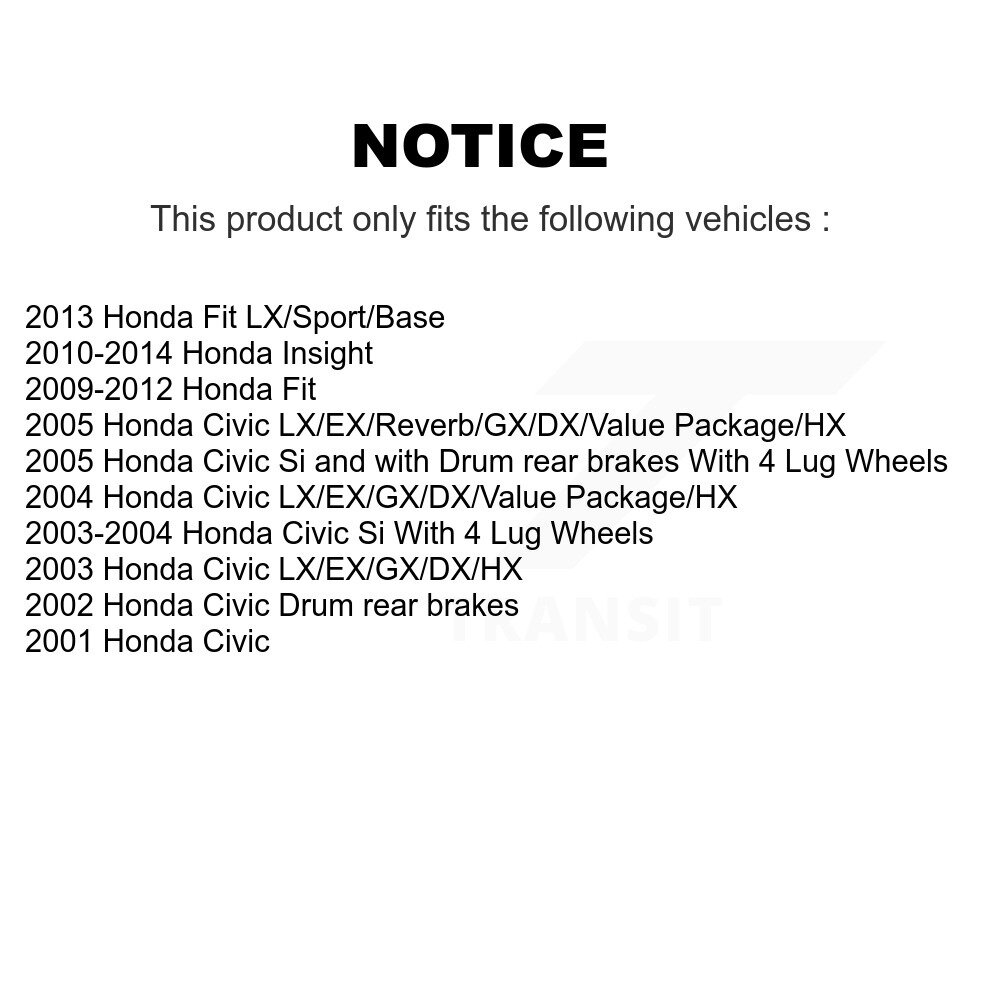 Rear Brake Drums Pair For Honda Civic Fit Insight K8-101845 - Image 2
