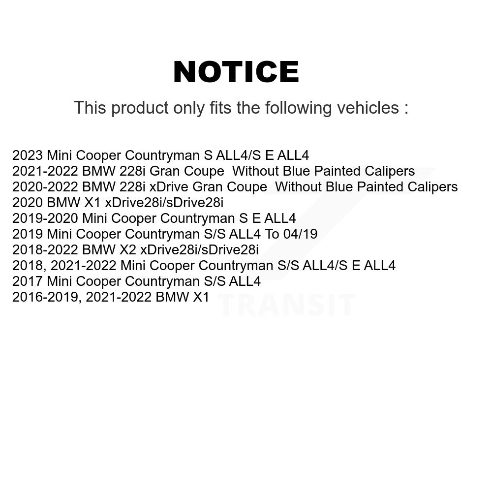 Front Brake Rotor & Ceramic Pad Kit For BMW X1 Mini Cooper Countryman X2 228i xDrive Gran K8C-100665 - Image 2