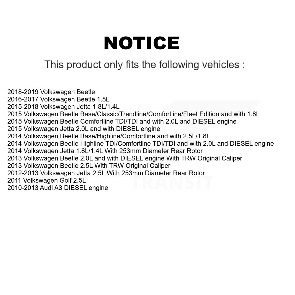 Front Rear Brake Caliper Left Right Side Kit For Volkswagen Jetta Beetle Golf Audi A3 KBC-100456 - Image 2