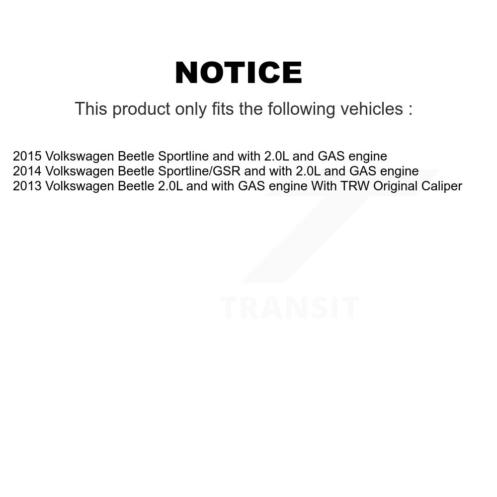 Front Rear Brake Caliper Left Right Driver Passenger Side Kit For Volkswagen Jetta Beetle KBC-100459 - Image 2