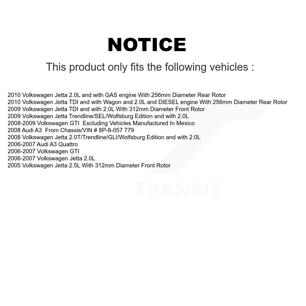 Front Rear Brake Caliper Left Right Side Kit For Volkswagen Jetta GTI Audi A3 Quattro KBC-100462 - Image 2